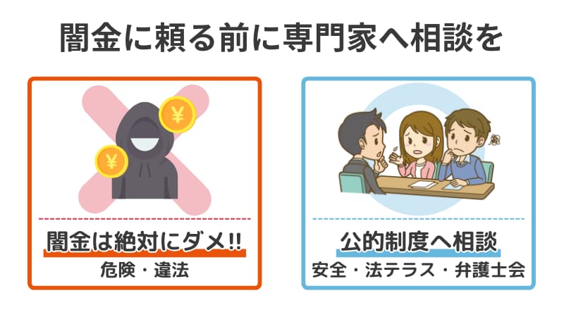 カードローンが通らない場合の安全な相談先を示したイメージ